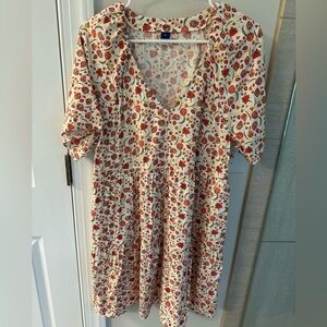 Old Navy - Size Medium -  white cotton dress with orange and yellow flowers